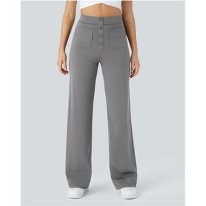 Halara High Waisted Button Front Pants Career Office Normcore‎ Preppy Minimalist